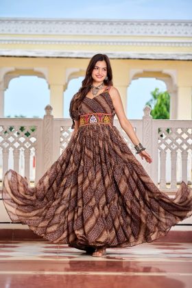 Bandhani Beauty's Special Mirror Work Gown for Navratri