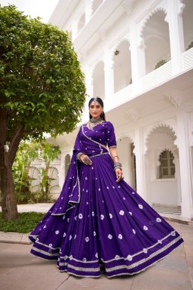 Bandhej Chanderi Lace-Worked Lehenga Choli Dupatta Set