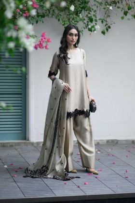 Farshi Pant Set and Beige Star Georgette Embroidered Kurta