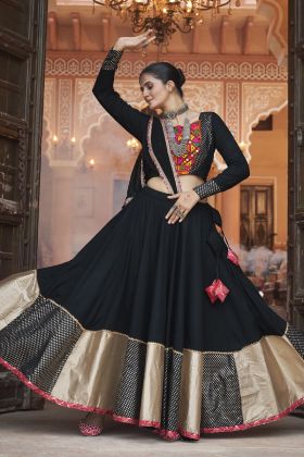 Black Color Viscose Rayon Fancy Ramzat Garba Choli For Navratri