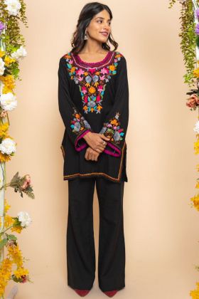 Black Embroidery Work Maska Silk Salwar Suit