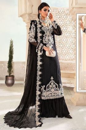 Black Faux Georgette Stone Work Salwar Kameez