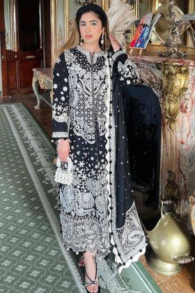 Black Faux Georgette Straight Salwar Suit For Eid