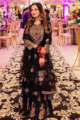 Black Sequence Embroidery Work Palazzo Salwar Suit