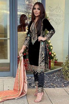 Black Sequence Work Pant Style Salwar Suit