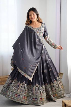 Sequenced Black Natural Crepe Silk Lehenga Choli Set