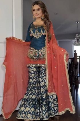 Blue Embroidery Work Readymade Salwar Suit