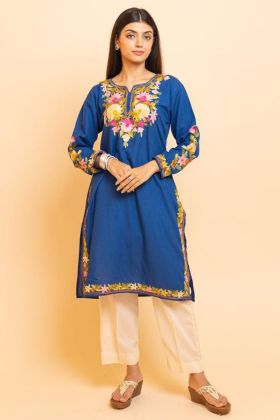 Blue Maska Silk Mirror Embroidery Work Salwar Kameez