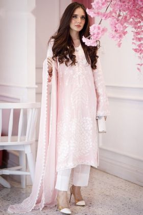 Casual Wear Light Pink Faux Georgette Salwar Suit