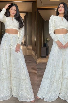 Designer Yankita Kapoor Wear Off White Palazzo Suit
