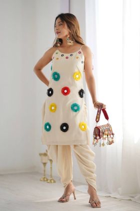 Mirror Work Top & Cozy Dhoti Bottoms in an Ethnic Khadi Co-Ord Set