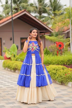 Festive Cotton Lehenga with Gamthi Work Shrug and Peplum Top