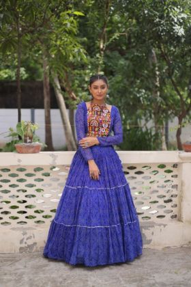 Festive Faux Georgette Bandhej's Navratri Lehenga Choli 