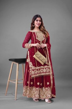 Georgette Sharara Set Featuring Sequin & Dori Embroidery