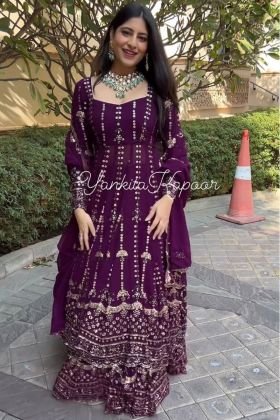 Indian Designer Yankita Kapoor Wear Plum Purple Lehenga