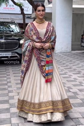 Kriti Sanon Style Multi Color Satin Silk Lehenga