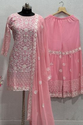 Light Pink Embroidery Work Readymade Suit