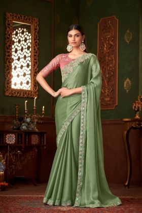 Coordinated Satin Silk Blouse & Enchanting Satin Silk Saree