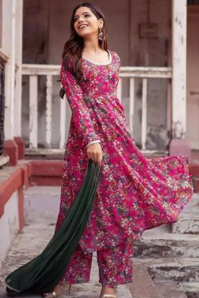 Multi Color Faux Georgette Printed Salwar Kameez