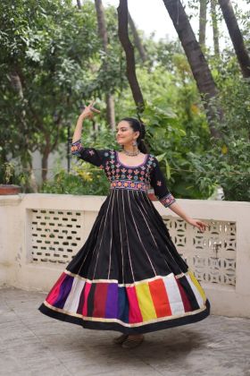 Roman cloth with thread and gota lace work for Navratri