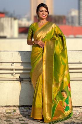  Neon Paithani Soft Silk sarees with floral motifs