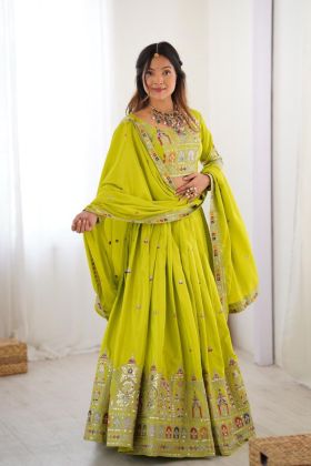 Sequenced Neon Natural Crepe Silk Lehenga Choli Set