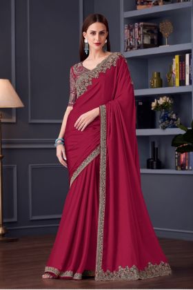 Silk Blouse and Opium Chiffon Silk Saree Ensemble  