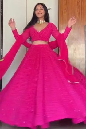 Party Special Deep Pink Sequence Work Lehenga Choli