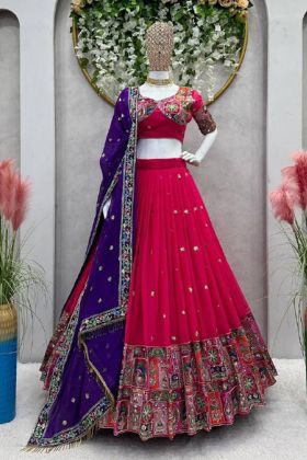 Pink Color Foux Gorgette Navratri Special Wear Fancy Lehenga Choli