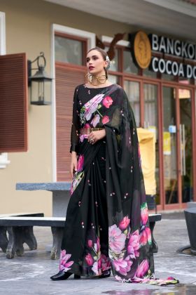 Saree made of pure georgette with a unique designer print