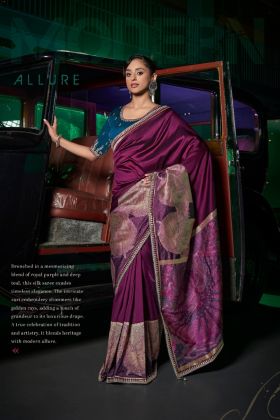 A pure silk saree with an embroidered blouse and a woven and lace border