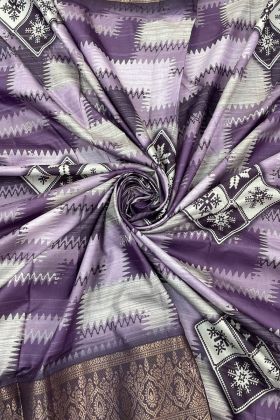 Purple Digital Printed Dola Silk Saree