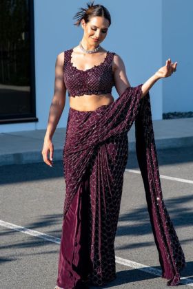 Purple Dori Sequence Work Kasturi Silk Saree