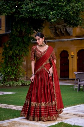 Rangoli Crush Choli Set with Dupatta and Embroidered Lehenga