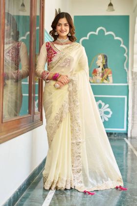 Pure Fendy Saree by Rani Designer with Detailed Gota and Pitha Patti Work