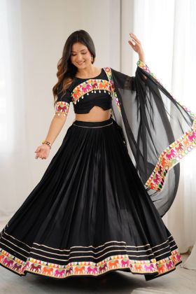 Rayon Lehenga Choli Set with Gamthi Embroidery and Mirror Work