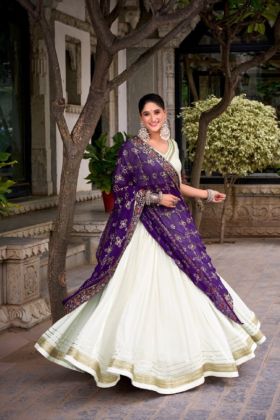 Rayon Lehenga Choli Embroidered with Dupatta and Zari Lace 