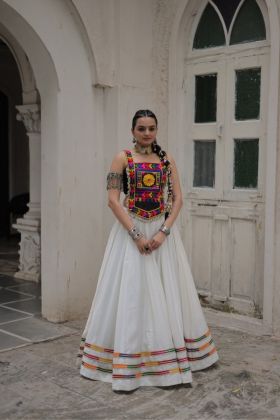 Lehenga in Roman Gota-Patti with Kutchi Mirror Worktop