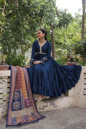 Mirror Lace Roman Gown with Dori Jal Lace Dupatta