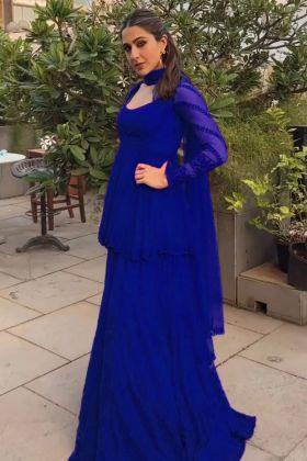 Sara Ali Khan Style Dark Blue Palazzo Salwar Suit