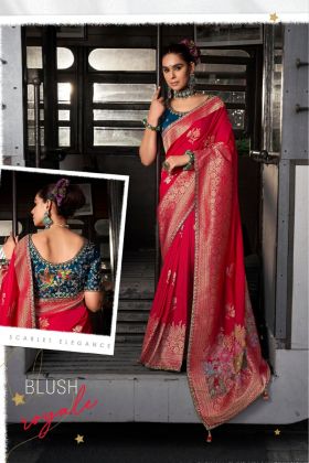 Soft Dola Silk Saree with a Beautiful Lace Border Embroidered