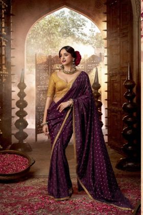 Pure Viscose Crepe Saree with Butti Weaving & Designer Lace