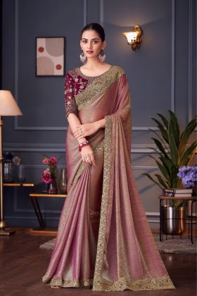 Elegant Two-Tone Silk Saree with Glass Feel