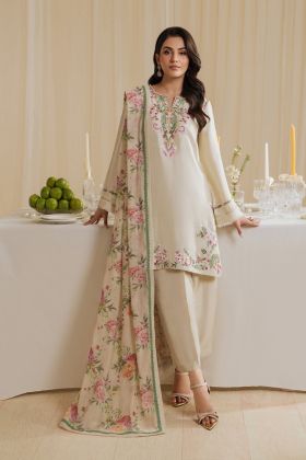 Elegant Off-White Kurta Plazo Set with Embroidery