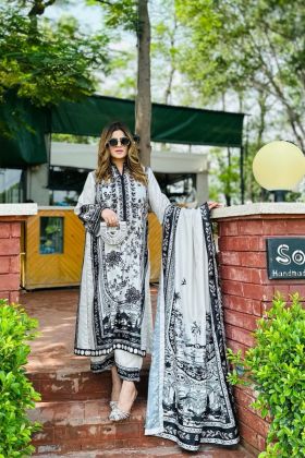 Kurta Set with Dupatta in Black Malai Satin Digital Print