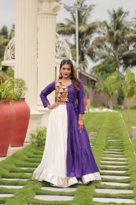 Navratri Choli and Lehenga Set in Pure Cotton with Gamthi Work