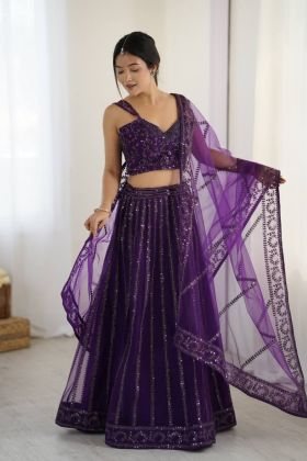 Net Choli Dupatta Set with Dori Work and Sequins 