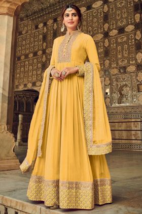 Yellow Georgette Sequence Work Anarkali Salwar Suit