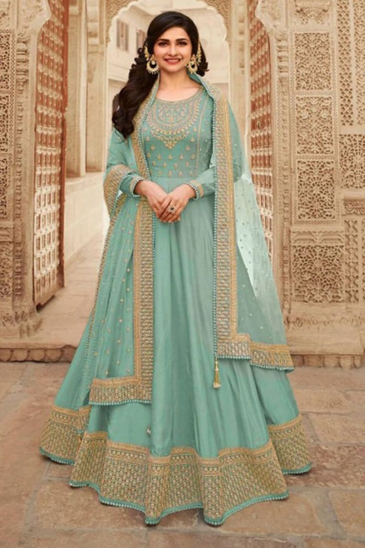 Actress Drashti Dhami Wear Light Green Anarkali Dress