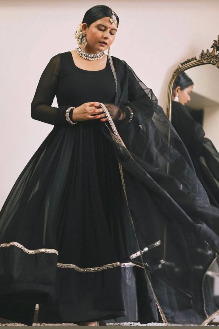 Plain black hotsell georgette anarkali
